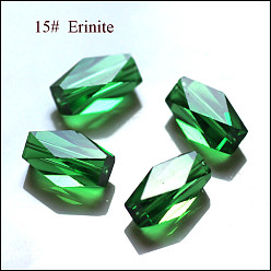 Зеленый Имитация Австрийские кристаллические шарики, класс AAA, граненые, колонка, зелёные, 8x5.5 мм, отверстие : 0.7~0.9 мм