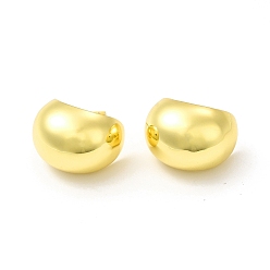 Настоящее золото 18K Круглые серьги-гвоздики из латуни с реечным покрытием для женщин, долговечный, без кадмия и без свинца, полукруглый, реальный 18 k позолоченный, 15x20 мм, штифты : 1 мм