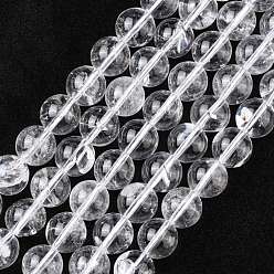 Хрусталь Природных кристаллов кварца бисер нитей, бусины из горного хрусталя, круглые, 12 мм, отверстие : 1 мм, около 16 шт / нитка, 7.5 дюйм