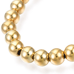 Plaqué 18K Or Véritable 201 bracelet extensible en perles rondes en acier inoxydable pour hommes femmes, réel 18 k plaqué or, diamètre intérieur: 2-1/4 pouce (5.7 cm), perles: 7 mm