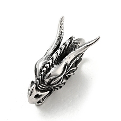 Antique Silver 304 Stainless Steel Pendants, Dragon, Antique Silver, 41.5x20x18.5mm, Hole: 8.5mm