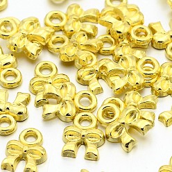 Golden Tibetan Style Alloy Pendants, Bowknot, Golden, Cadmium Free & Lead Free, 10x8x2mm, Hole: 1mm