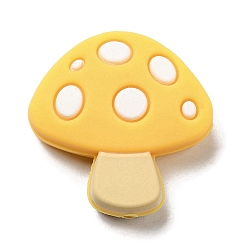 Or Perles focales en silicone écologique de qualité alimentaire aux champignons, perles à mâcher pour les jouets de dentition, Diy soins infirmiers colliers faisant, or, 28.5x28x9mm, Trou: 2mm