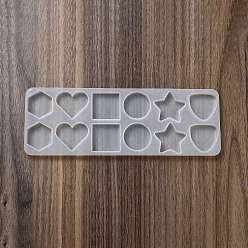 Star DIY Cabochon Silicone Molds, Resin Casting Molds, for UV Resin, Epoxy Resin Jewelry Making, Hexagon/Shield/Square/Heart/Round, Star, 215x75x8mm, Inner Diameter: 27~35x30~35mm