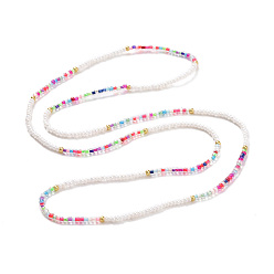 Mixed Color Glass Seed Beaded Elastic Waist Bead Chains, Summer Body Chains, Bikini Jewelry Chains for Women Girls, Mixed Color, 31-7/8 inch(81cm)