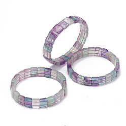 Fluorite Natural Fluorite Gemstone Stretch Bracelets, Faceted, Rectangle, 2-3/8 inch(6cm)