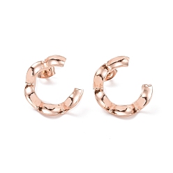 Rose Gold Ion Plating(IP) 304 Stainless Steel Stud Earring for Women, Twist Letter C, Rose Gold, 19x17.5x3.5mm, Pin: 0.8mm