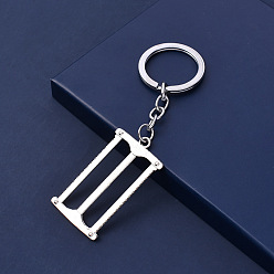 Platine Porte-clés pendentif en alliage, Avec des anneaux clés, scie à bois, platine, 5.5~6.5 cm