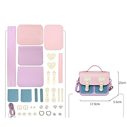 Perlas de Color Rosa Kit de fabricación de bolsos de cuero pu de ganchillo tejido a mano, para principiantes, rosa perla, 15x17.9x5.5 cm