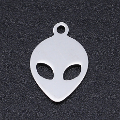 Stainless Steel Color 201 Stainless Steel Laser Cut Pendants, ET, Stainless Steel Color, 15x10x1mm, Hole: 1.5mm