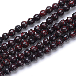 Sanguinaria Cuentas de sangrita naturales hebras, perlas de piedra heliotropo, rondo, 6 mm, agujero: 1 mm, sobre 60~63 unidades / cadena, 15.7 pulgada