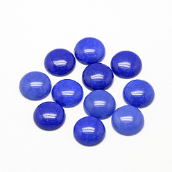 Royal Blue Natural White Jade Cabochons, Dyed, Half Round/Dome, Royal Blue, 14x5~6mm