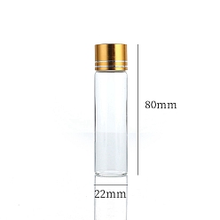 Oro Botellas de vidrio transparente contenedores de cuentas, tubos de almacenamiento de cuentas con tapa de rosca y tapa de aluminio, columna, dorado, 2.2x8 cm, capacidad: 20 ml (0.68 fl. oz)