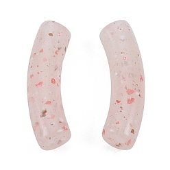 Light Salmon Marbled Stone Style Opaque Acrylic Beads, Curved Tube, Light Salmon, 31.5x7.5~8mm, Hole: 1.6mm