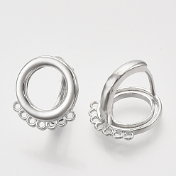 Platinum Hoop Earring Findings, with Vertical Loop, Ring, Nickel Free, Real Platinum Plated, 15.5x14x13.5mm, Hole: 1mm, pin: 1mm