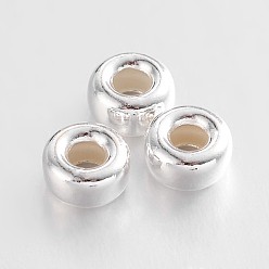 Argent Rondelle 925 perles d'espacement en argent sterling, argenterie, 3x1.5mm, Trou: 1mm, environ400 pcs / 20 g