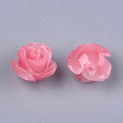 Cerise Synthetic Coral Beads, Dyed, Flower, Cerise, 10x10.5x8mm, Hole: 1mm