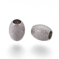 Stainless Steel Color 304 Stainless Steel Textured Beads, Oval, Stainless Steel Color, 5x4mm, Hole: 1.8mm