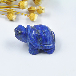 Lapis Lazuli Lapis naturelles décorations d'affichage lazuli, ornement feng shui tortue pour la longévité, pour bureau à domicile, 38~42x25~27x20mm