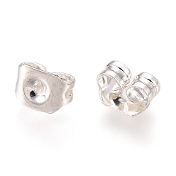 Silver 304 Stainless Steel Ear Nuts, Friction Earring Backs for Stud Earrings, Silver, 5x3.5x2.5mm, Hole: 0.8mm