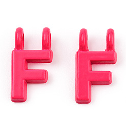 Letter F Rack Plating Spray Painted Alloy 2-Loop Link Pendants, Letter Charms, Lead Free & Nickel Free & Cadmium Free, Letter.F, 14x7.5x2mm, Hole: 2mm