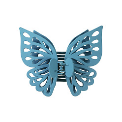 Sky Blue Large Frosted Butterfly Hair Claw Clip, Plastic Hollow Butterfly Ponytail Hair Clip for Women, Sky Blue, 120x130mm