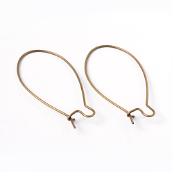 Antique Bronze Brass Hoop Earrings Findings Kidney Ear Wires, Antique Bronze Color, Lead Free, Cadmium Free and Nickel Free, 18 Gauge, 43x20x1mm