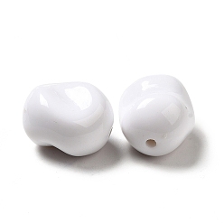 White Opaque Acrylic Beads, Nuggets, White, 16x14x11mm, Hole: 1.8mm, about 333pcs/500g