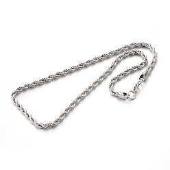 Stainless Steel Color 304 Stainless Steel Rope Chain Necklaces, Stainless Steel Color, 23.6 inch(59.9cm), 6mm