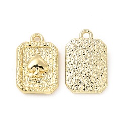 Light Gold Rack Plating Alloy Pendants, Cadmium Free & Lead Free, Rectangle Charms with Spade Sign, Light Gold, 17.5x11x3mm, Hole: 1.5mm