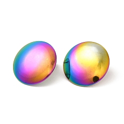 Rainbow Color Ионное покрытие (ip) 304 детали серьги-гвоздики из нержавеющей стали, с вертикальными петлями, плоско-круглые, Радуга цветов, 20 мм, отверстие : 2.5 мм, штифты : 0.8 мм