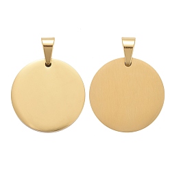 Golden 304 Stainless Steel Pendants, Flat Round, Stamping Blank Tag, Golden, 27x2.8mm, Hole: 5x8mm