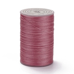Flamingo Round Waxed Polyester Thread String, Micro Macrame Cord, Twisted Cord, for Leather Sewing Stitching, Flamingo, 0.3~0.4mm, about 174.98 Yards(160m)/Roll