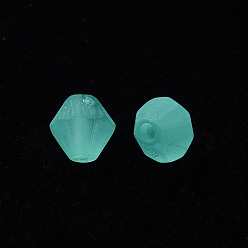 Turquoise Perles acryliques givrés, facette, cône, turquoise, 6x5.5mm, Trou: 1.5mm, environ6770 pcs / 500 g