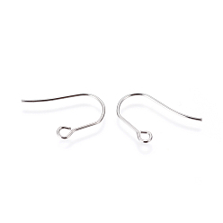 Stainless Steel Color 316 Surgical Stainless Steel Earring Hooks, with Horizontal Loop, Stainless Steel Color, 18~19x13~14x0.7mm, Hole: 2mm, 21 Gauge, Pin: 0.7mm