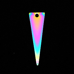 Rainbow Color 201 подвески из нержавеющей стали, лазерная резка, треугольные, Радуга цветов, 25x7x1 мм, отверстие : 1.6 мм