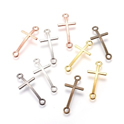 Mixed Color Alloy Links connectors, Cadmium Free & Lead Free, Sideways Cross, Mixed Color, 39x17x2mm, Hole: 3mm