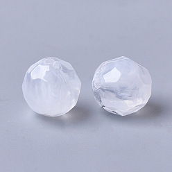 Белый Акриловые бусины, имитация драгоценных камней, граненые, круглые, прозрачный и белый, 10 мм, Отверстие : 1.6 мм , около 910 шт / 500 г