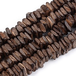 Coconut Marrón Perlas de coco hebras, cuentas cuadradas de heishi, coco marrón, 6~8x2~6 mm, agujero: 1.6 mm, sobre 110 unidades / cadena, 15.75'' (40 cm)