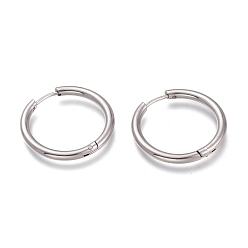 Stainless Steel Color 201 Stainless Steel Huggie Hoop Earrings, with 304 Stainless Steel Pin, Hypoallergenic Earrings, Ring, Stainless Steel Color, 25x2.5mm, 10 Gauge, Pin: 1mm