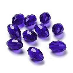 Dark Blue Glass Imitation Austrian Crystal Beads, Faceted, Oval, Dark Blue, 15x9mm, Hole: 0.8~1.4mm