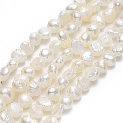 Linen Natural Cultured Freshwater Pearl Beads Strands, Two Sides Polished, Linen, 4.5~5x5.5x3mm, Hole: 0.7mm, about 80pcs/strand, 14.17''(36cm)