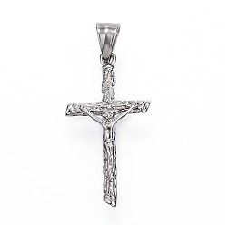 Stainless Steel Color 304 Stainless Steel Pendants, For Easter, Crucifix Cross, Stainless Steel Color, 41.5x22x5mm, Hole: 5x9mm
