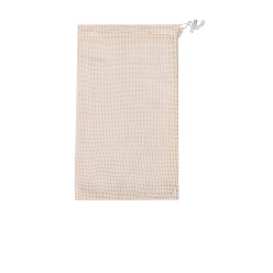 Antique White Rectangle Cotton Storage Pouches, Drawstring Bags with Plastic Cord Ends, Antique White, 41x28cm