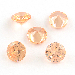 Sandy Brown Diamond Shaped Cubic Zirconia Pointed Back Cabochons, Faceted, Sandy Brown, 6mm