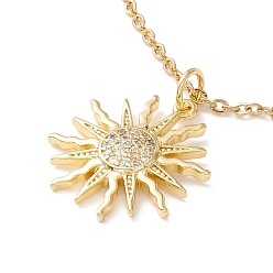 Oro Collar con colgante de sol de circonita cúbica transparente, 304 joyas de acero inoxidable para mujer, dorado, 17.72 pulgada (45 cm)