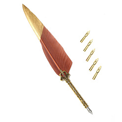 Brun Saddle Stylo trempé plume, avec pointe de stylo en alliage et pointes de rechange, pour la journée des professeurs, selle marron, 285x45mm