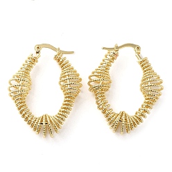 Real 16K Gold Plated Rack Plating Brass Wire Wrap Twist Oval Hoop Earrings, Real 16K Gold Plated, 38.5~39x30~30.5x9.5mm