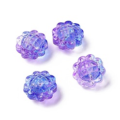 Azul Perlas de vidrio pintado en aerosol transparente, girasol, azul, 15x10 mm, agujero: 1.2 mm