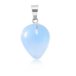 Opalite Opalite Pendants, Teardrop Charms with Platinum Plated Metal Snap on Bails, 26x16mm